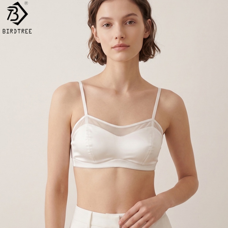 Sheer Mesh Bra - Birdtree, 19MM 93% Real Silk 7%