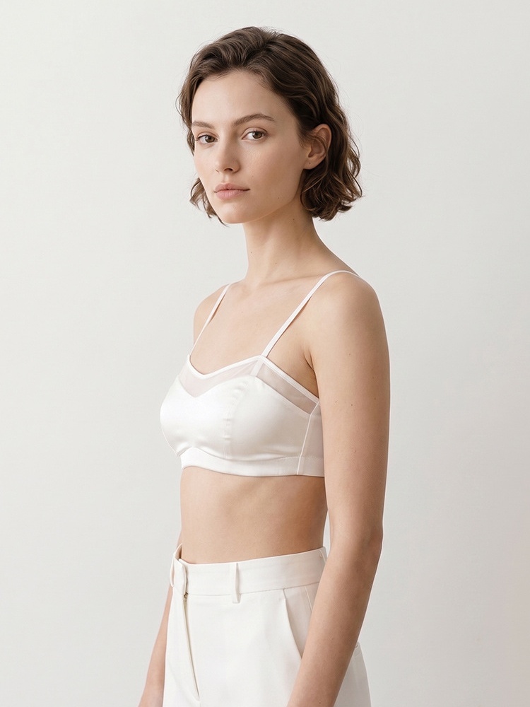 Birdtree, 19MM 93% Real Silk 7 - Sheer Mesh Bra 评论和价格